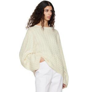 NEW TOTEME Cashmere cable knit off-white sweater pullover Women NWOT